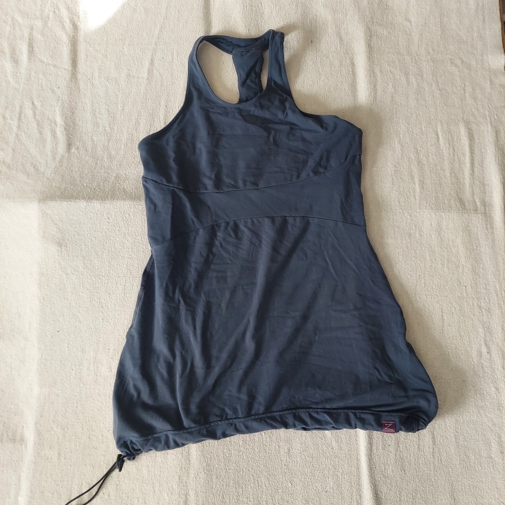 Zobha blue-grey racerback tank top w/ attached shelf bra Sz small